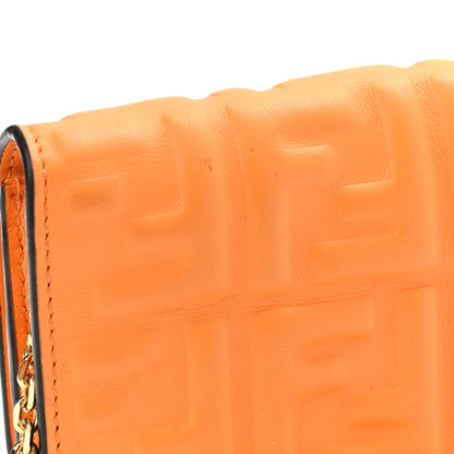 Fendi Nappa Matisse FF Embossed Continental Wallet On Chain Clementine 9 of 15
