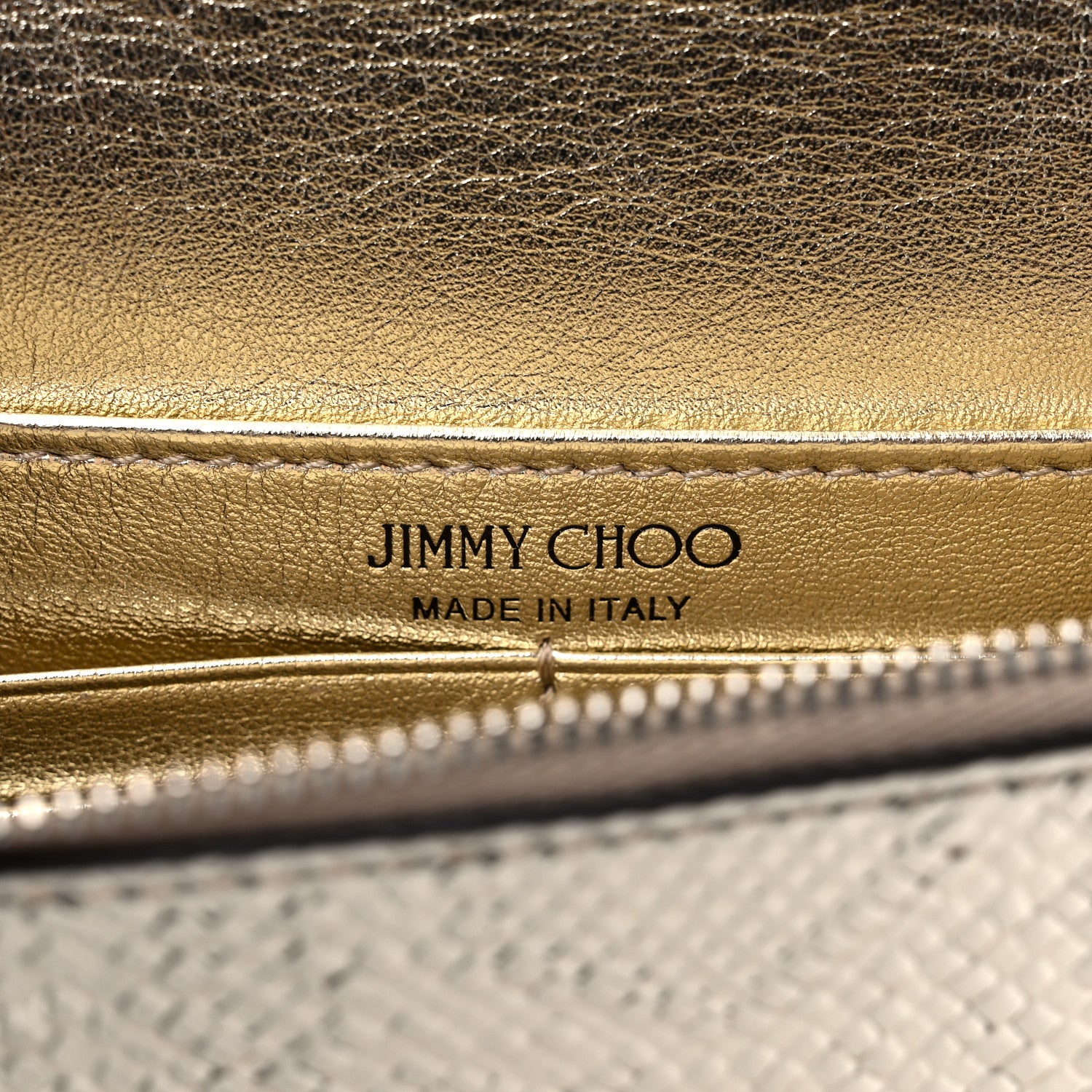 Jimmy Choo Metallic Calfskin Snake Embossed Palace Crossbody Champagne Silver 6 of 8