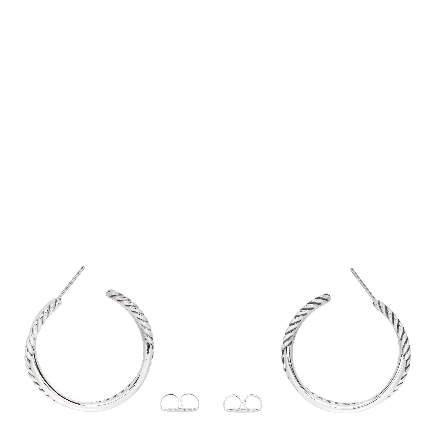David Yurman Sterling Silver Crossover Cable Hoop Earrings 3 of 4