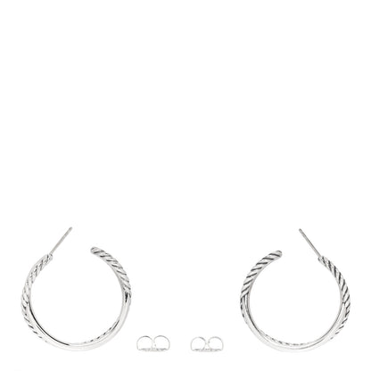 David Yurman Sterling Silver Crossover Cable Hoop Earrings 3 of 4