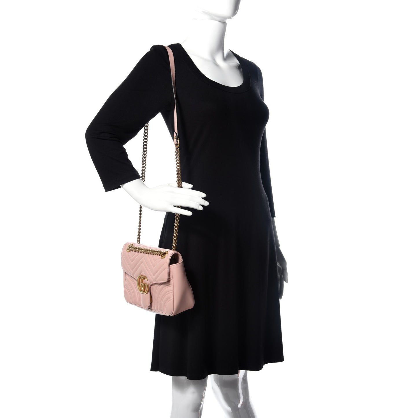 Calfskin Matelasse Small GG Marmont Shoulder Bag Perfect Pink