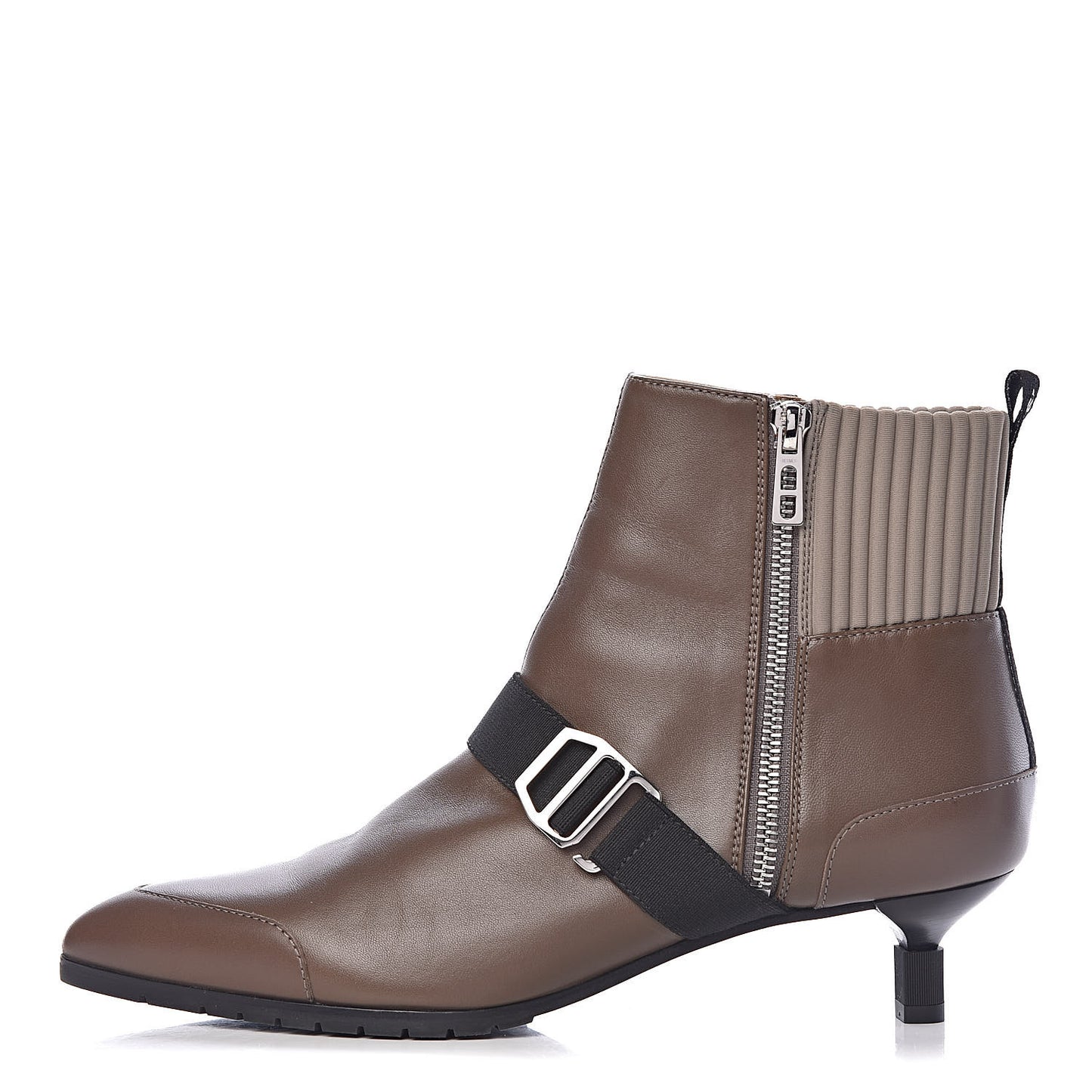 Nappa Calfskin Technical Canvas Shocky Ankle Boots 38.5 Gris Galet