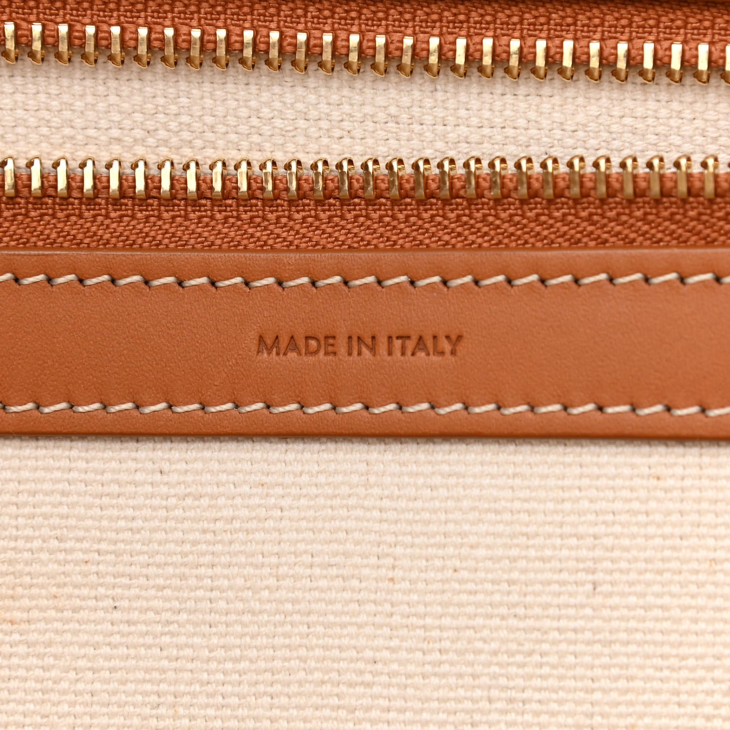Canvas Calfskin Logo Print Small Horizontal Cabas Natural Tan