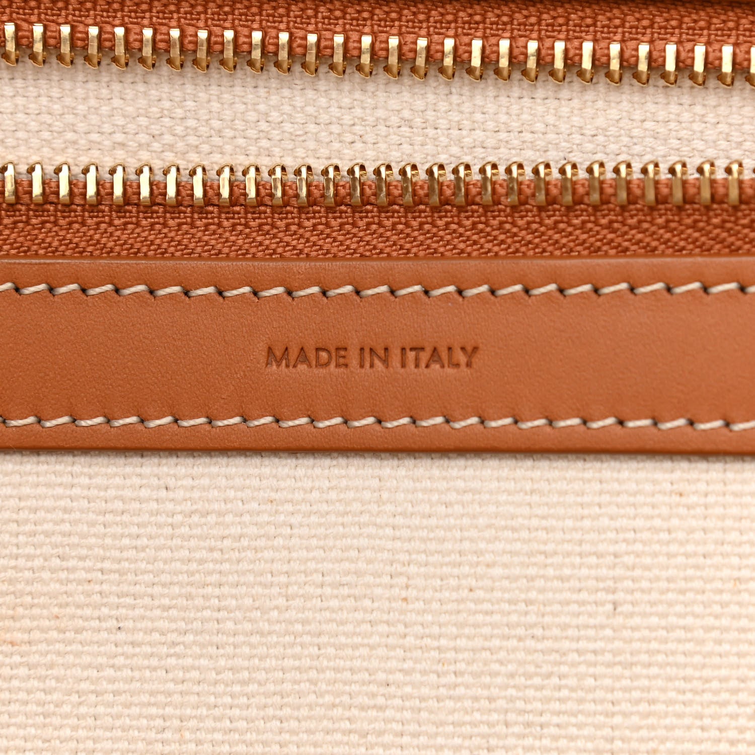 Celine Canvas Calfskin Logo Print Small Horizontal Cabas Natural Tan 6 of 10