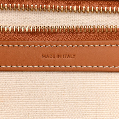 Celine Canvas Calfskin Logo Print Small Horizontal Cabas Natural Tan 6 of 10