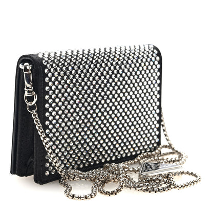 Prada Satin Crystal Metal Triangle Logo Card Holder With Strap Cristal Cristal 3 of 9