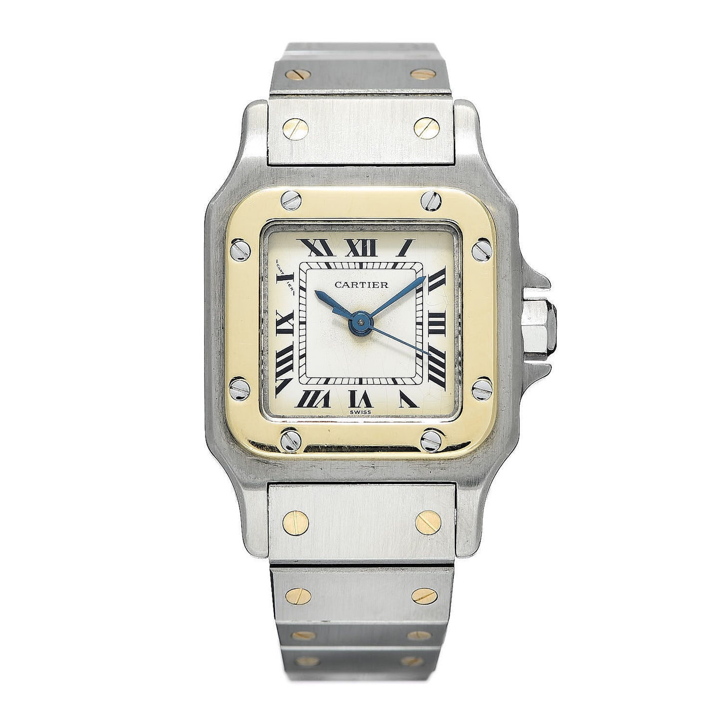 Stainless Steel 18K Yellow Gold 24mm Santos De Cartier Galbee Automatic Watch