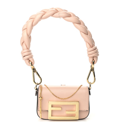 Fendi Shiny Nappa Braided Nano Baguette Maxi Handle Charm Light Rose 1 of 10