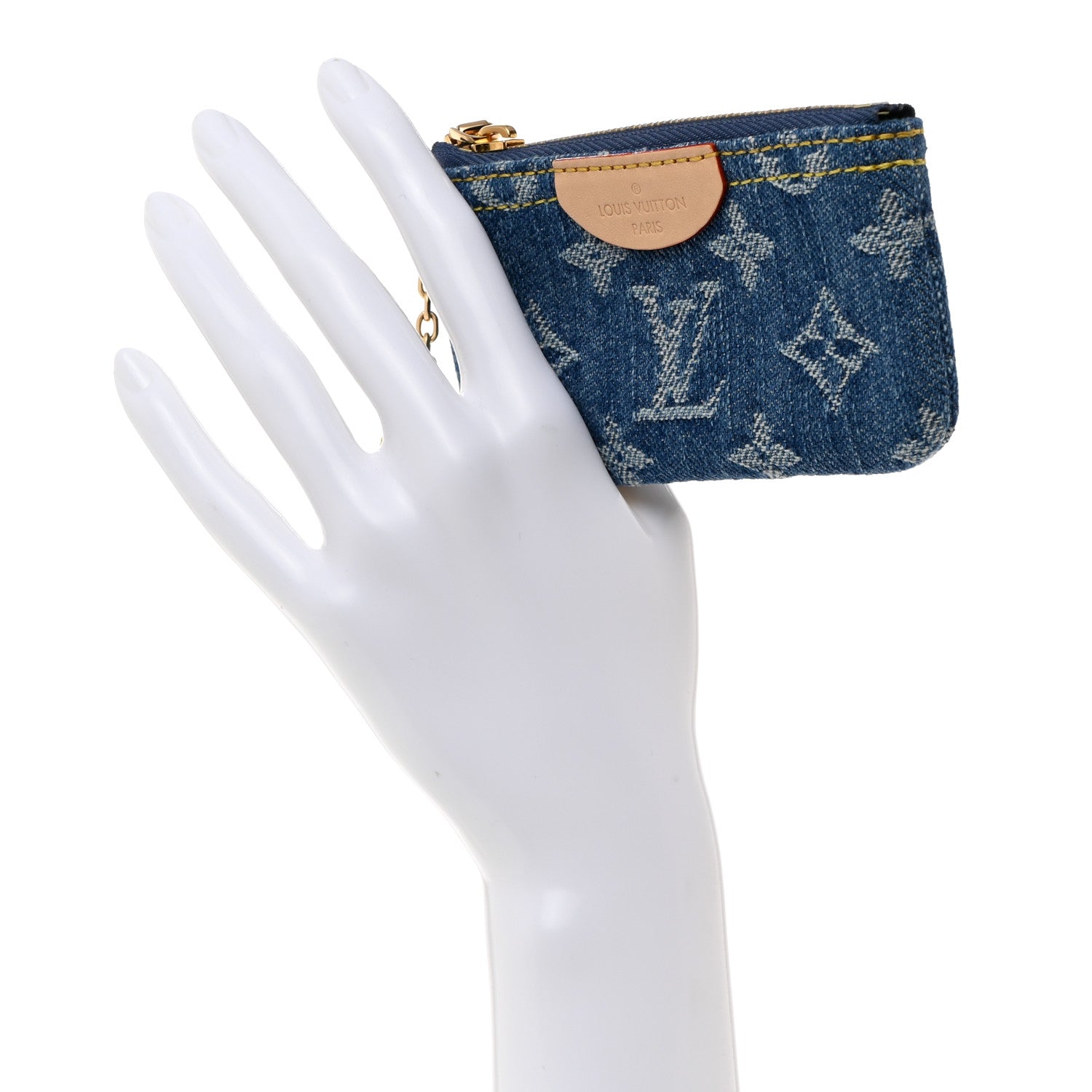 Louis Vuitton Monogram Denim Key Pouch Denim Blue 2 of 7