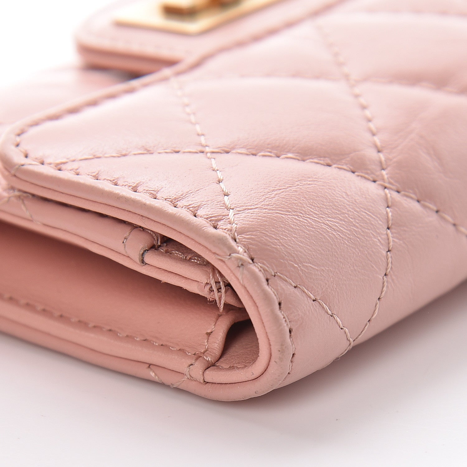 Chanel Aged Calfskin Quilted Reissue Flap Card Holder Pink 11 of 15