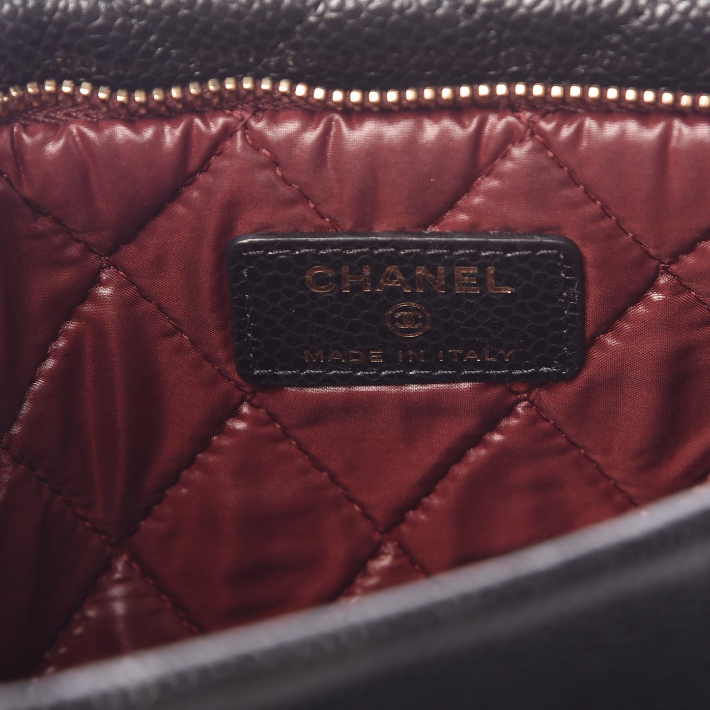 Caviar Quilted CC Beauty Clutch Black