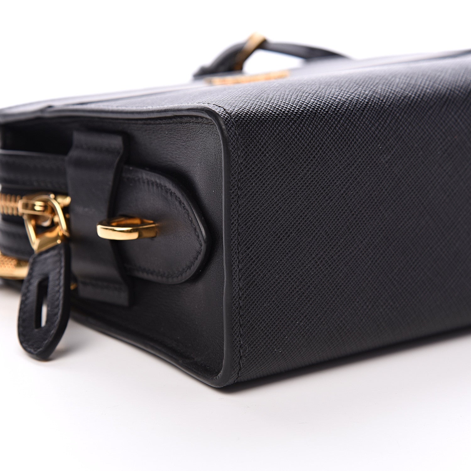 Prada Saffiano City Calfskin Esplanade Crossbody Bag Black 8 of 9