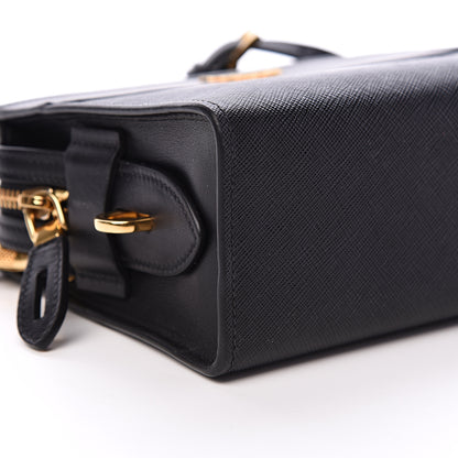 Prada Saffiano City Calfskin Esplanade Crossbody Bag Black 8 of 9