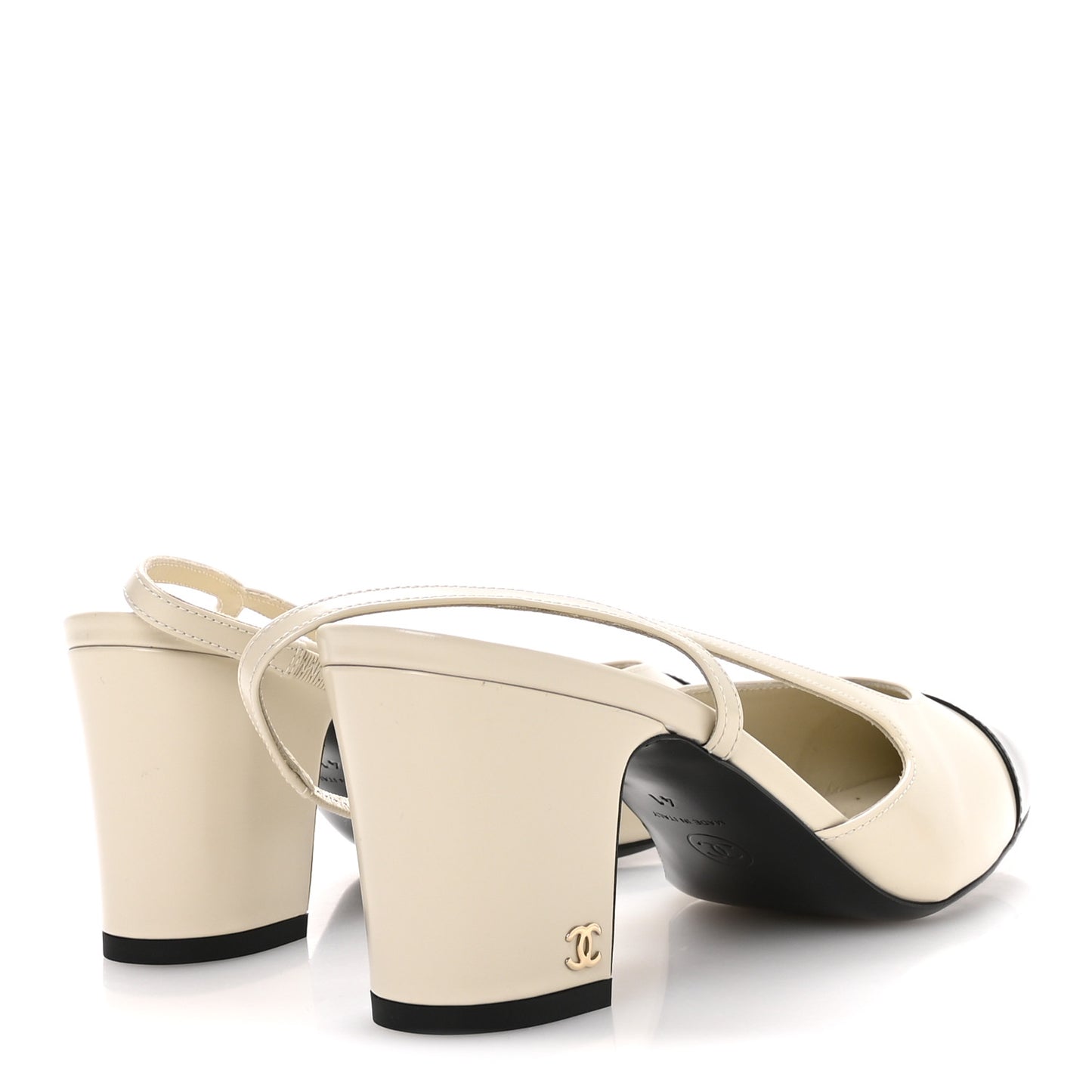 Lambskin Cap Toe CC Slingback Pumps 41 White Black