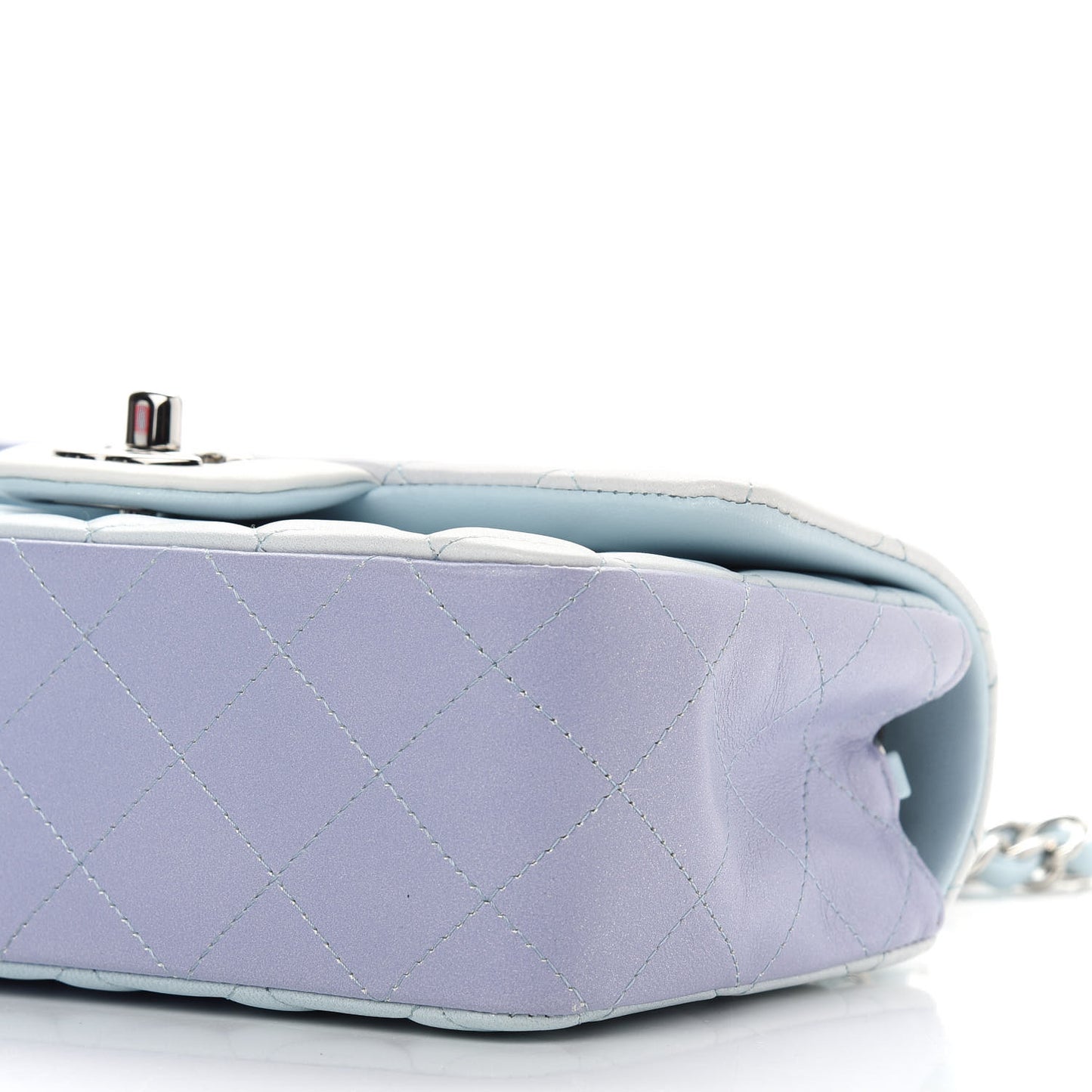Perforated Lambskin Quilted Mini Rectangular Flap Light Blue Light Purple White
