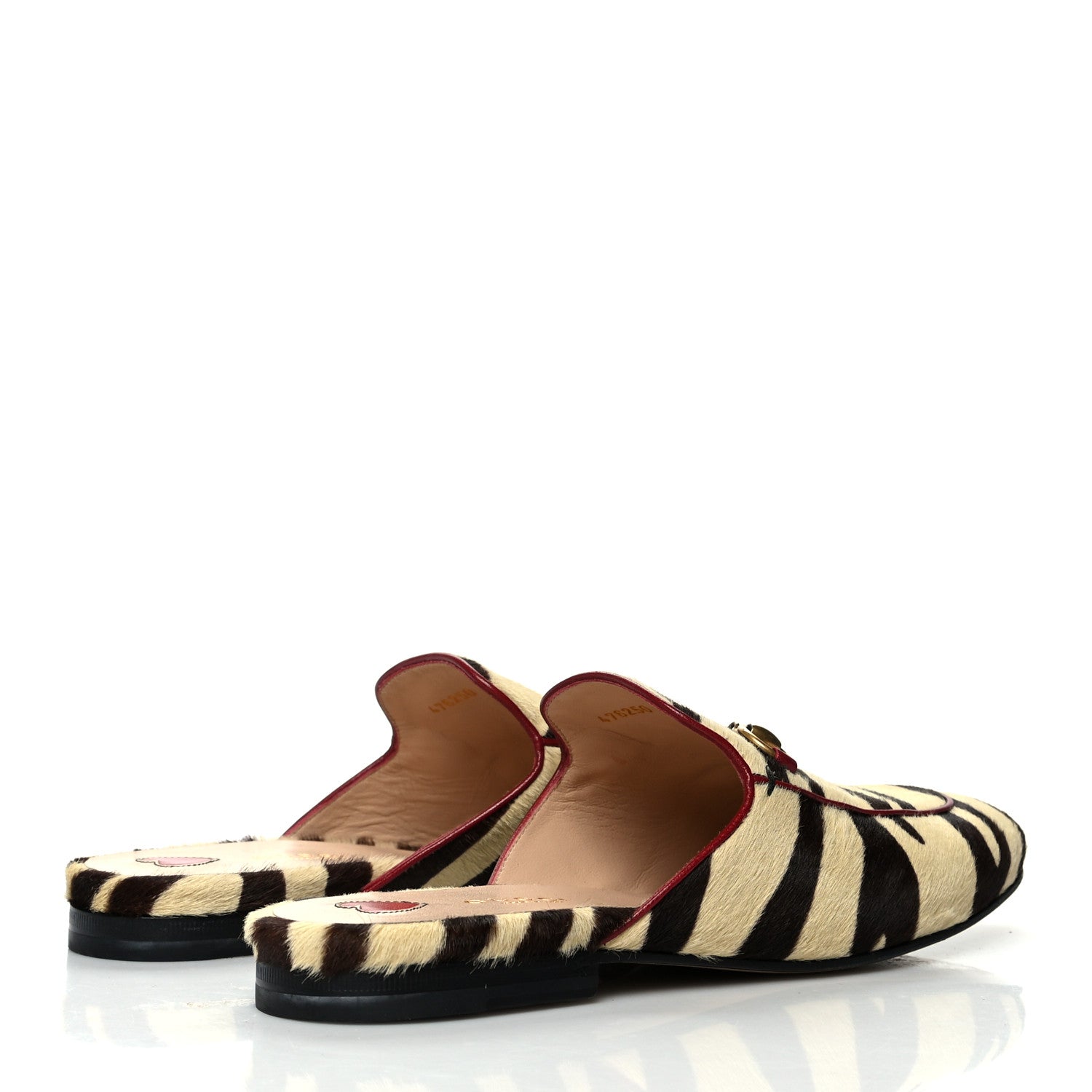 Gucci Calf Hair Tiger Print Womens Princetown Slippers 38 Natural Black Romantic Cherry 4 of 10