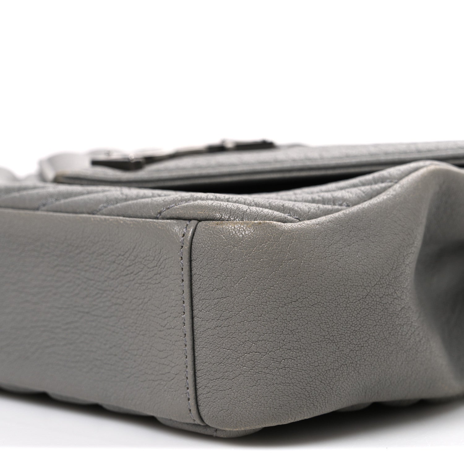 Saint Laurent Sheepskin Matelasse Chevron Monogram Medium College Bag New Stone Grey 10 of 11