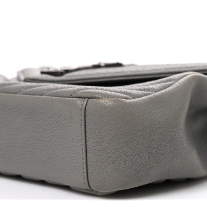 Saint Laurent Sheepskin Matelasse Chevron Monogram Medium College Bag New Stone Grey 10 of 11