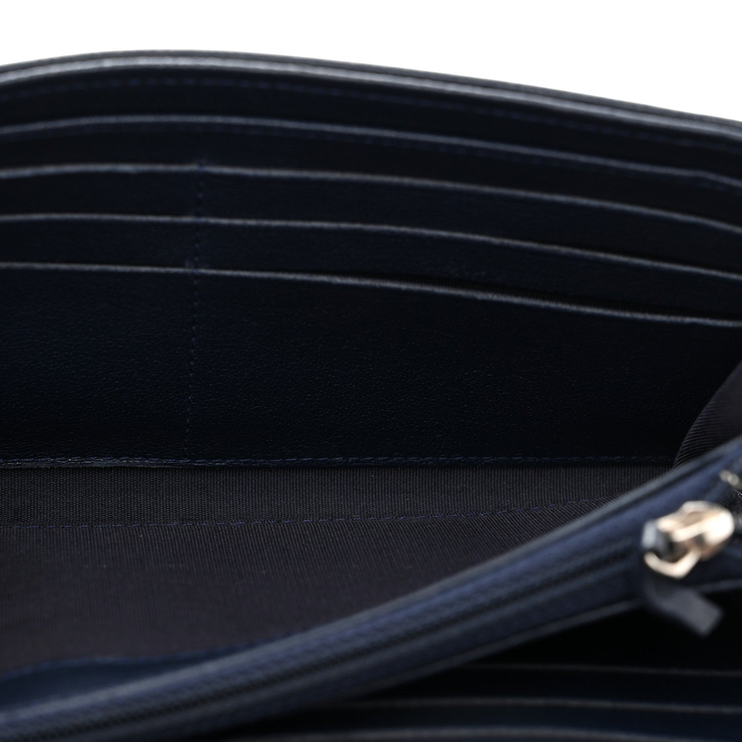 Chanel Sheepskin Quilted Mademoiselle Vintage Zip Around Wallet Navy 8 of 11