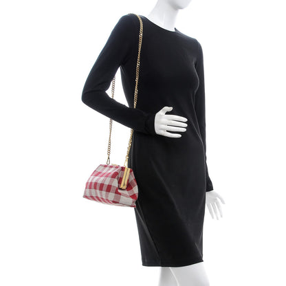 Mansur Gavriel Checker Canvas Mini Volume Chain Clutch Flamma 2 of 6