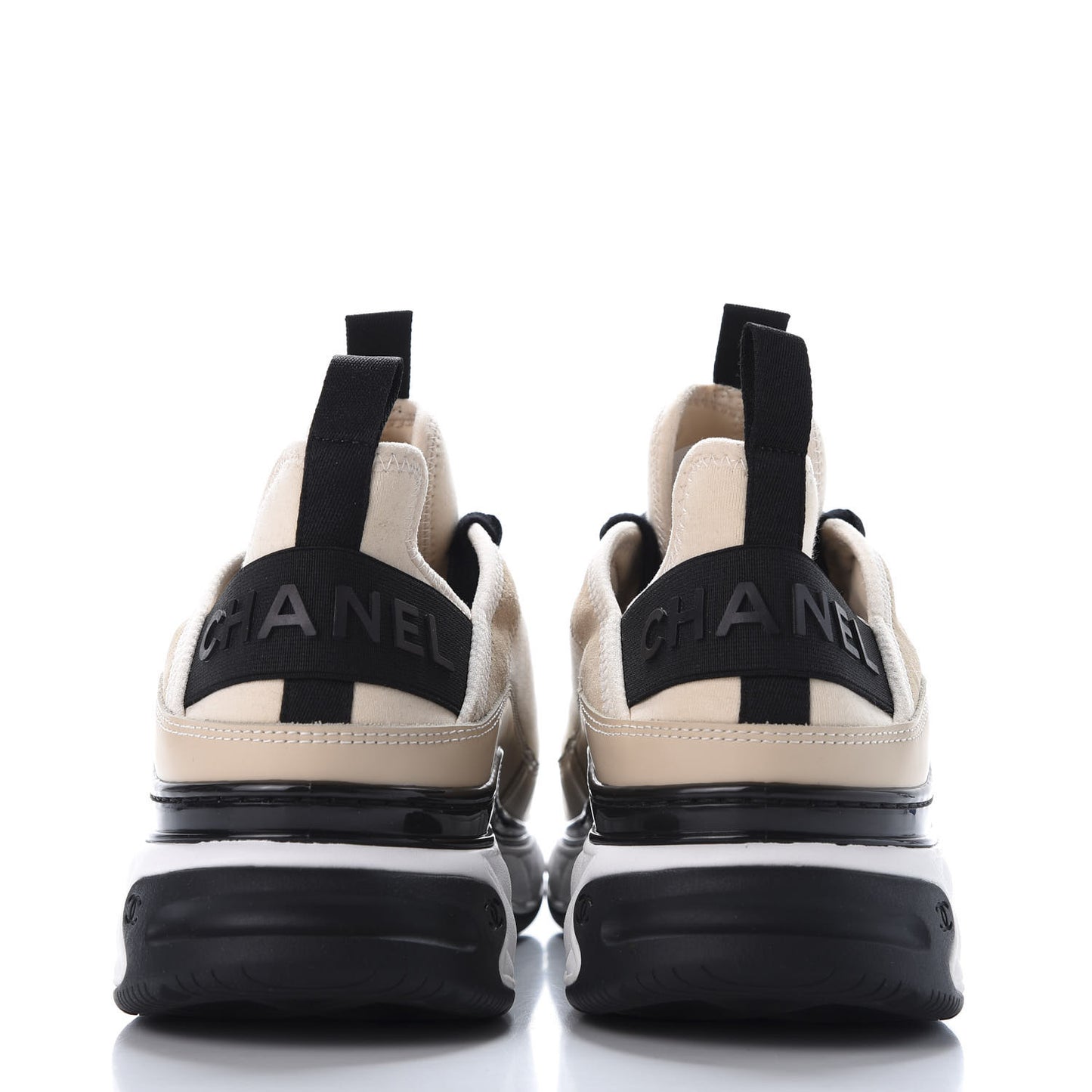 Fabric Calfskin Suede CC Sneakers 41 Beige