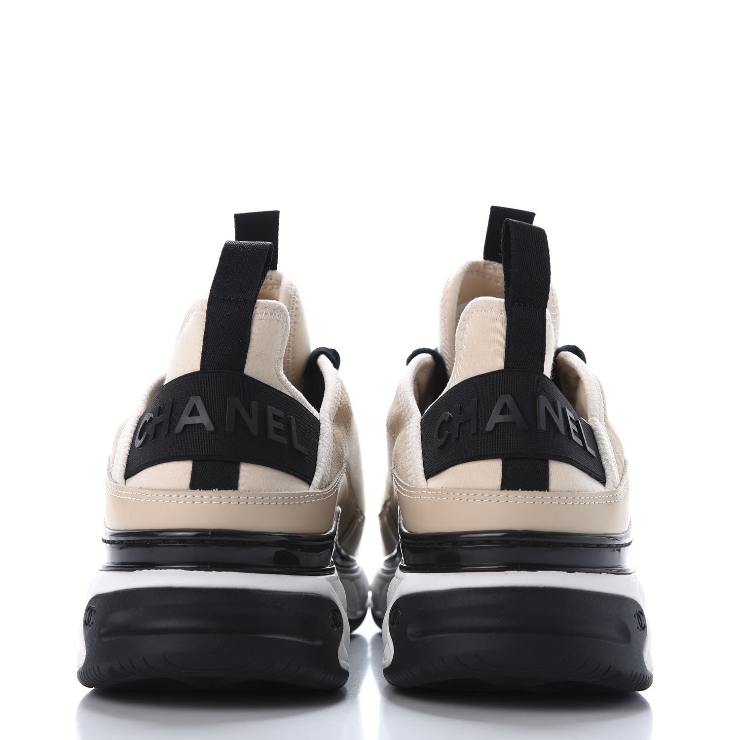 Chanel Fabric Calfskin Suede CC Sneakers 41 Beige 5 of 10