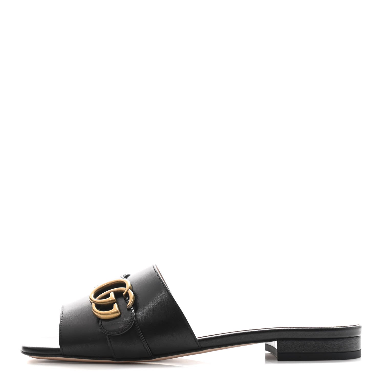 Gucci Malaga Kid GG Marmont Flat Slide Sandals 37.5 Black 1 of 8