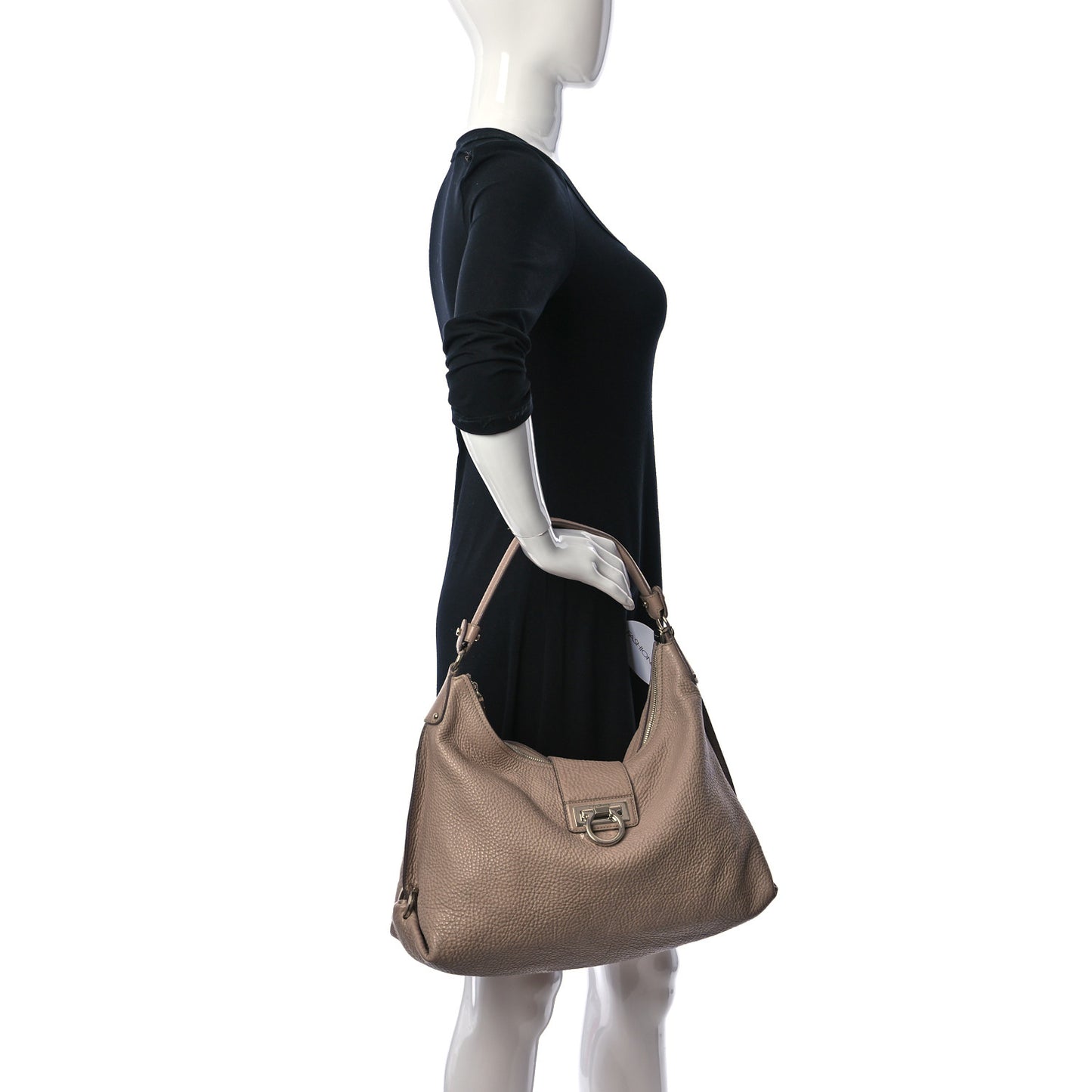 Calfskin Fanisa Gancini Hobo Beige