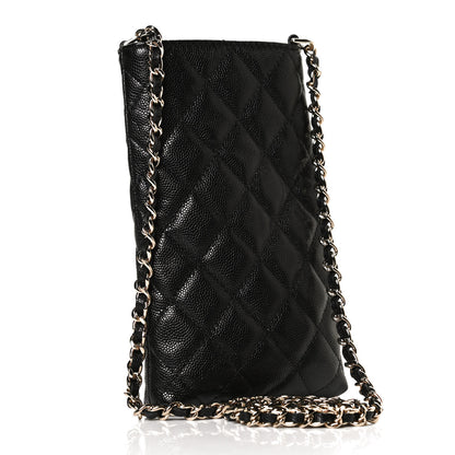 Chanel Caviar Quilted French New Wave Phone Holder With Chain Black 3 of 13