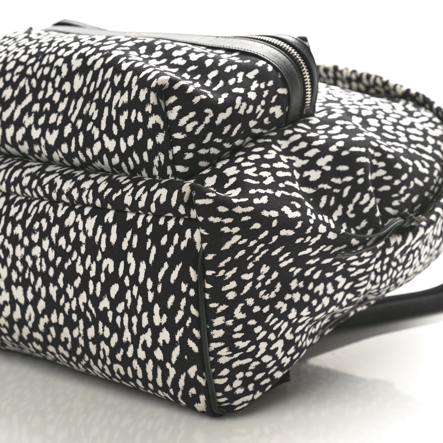 Canvas Leopard Print City Backpack Black White