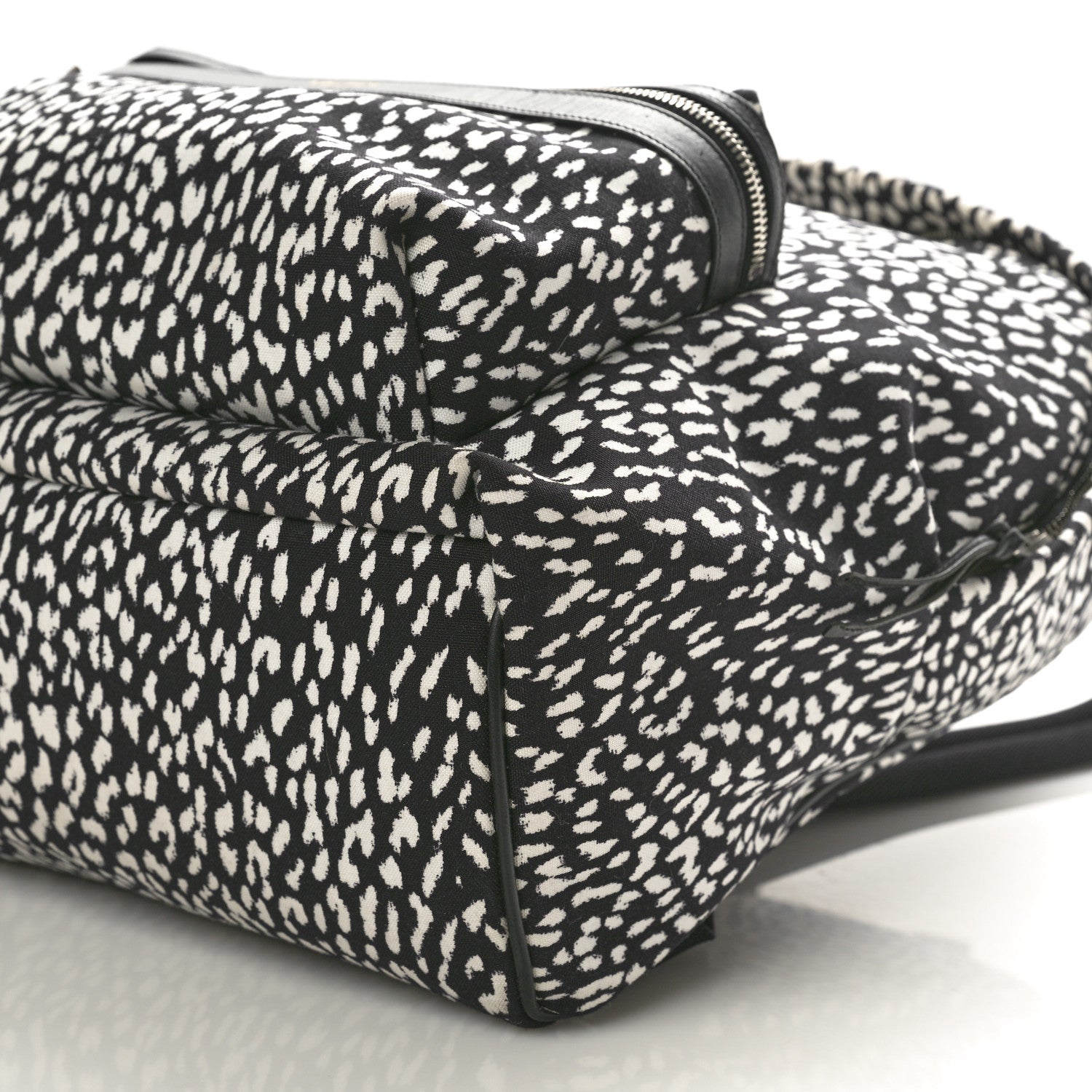 Saint Laurent Canvas Leopard Print City Backpack Black White 10 of 10