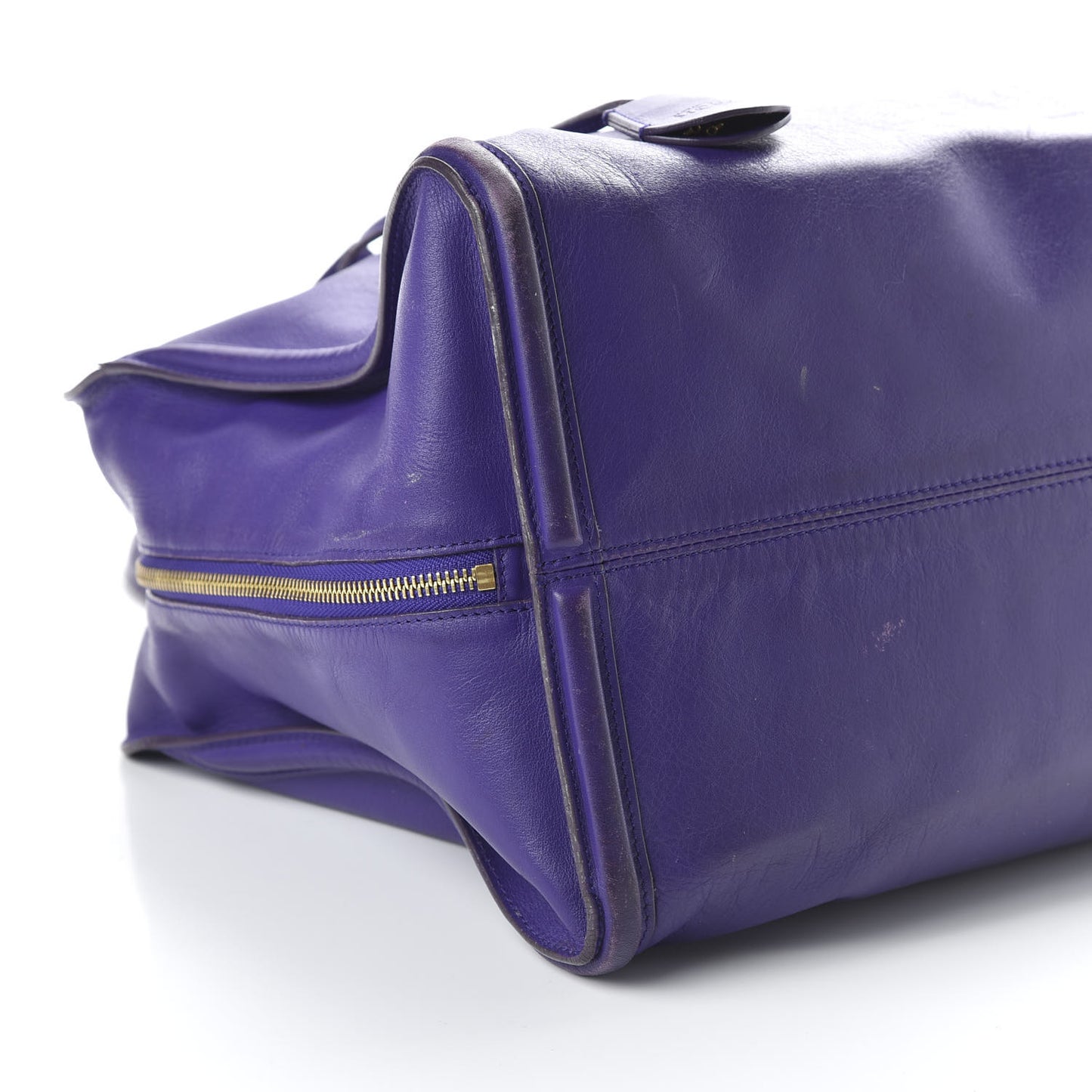 Calfskin Large Skull Padlock Zip Around Tote Purple