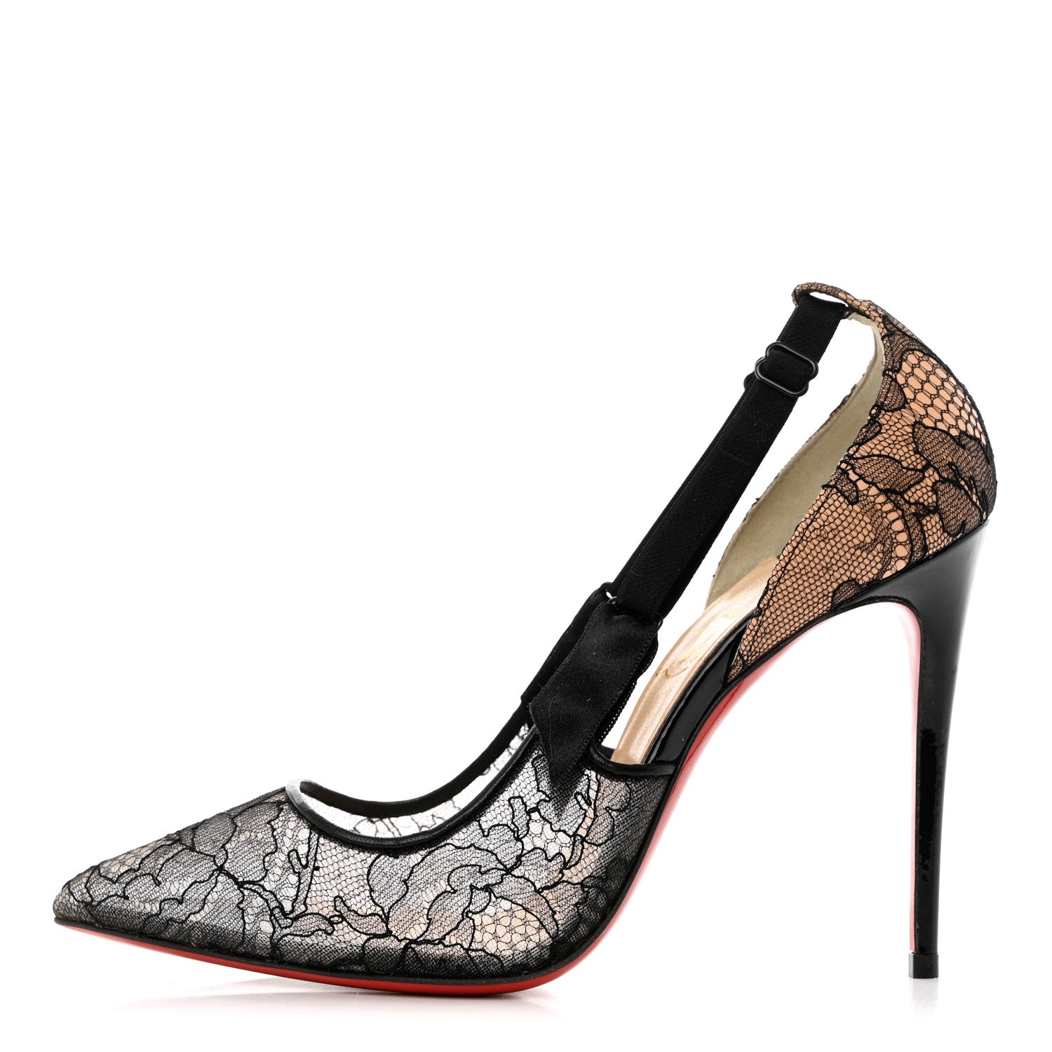Christian Louboutin Nappa Patent Chantilly Lace Hot Jeanbi 100 Pumps 36 Black 1 of 9