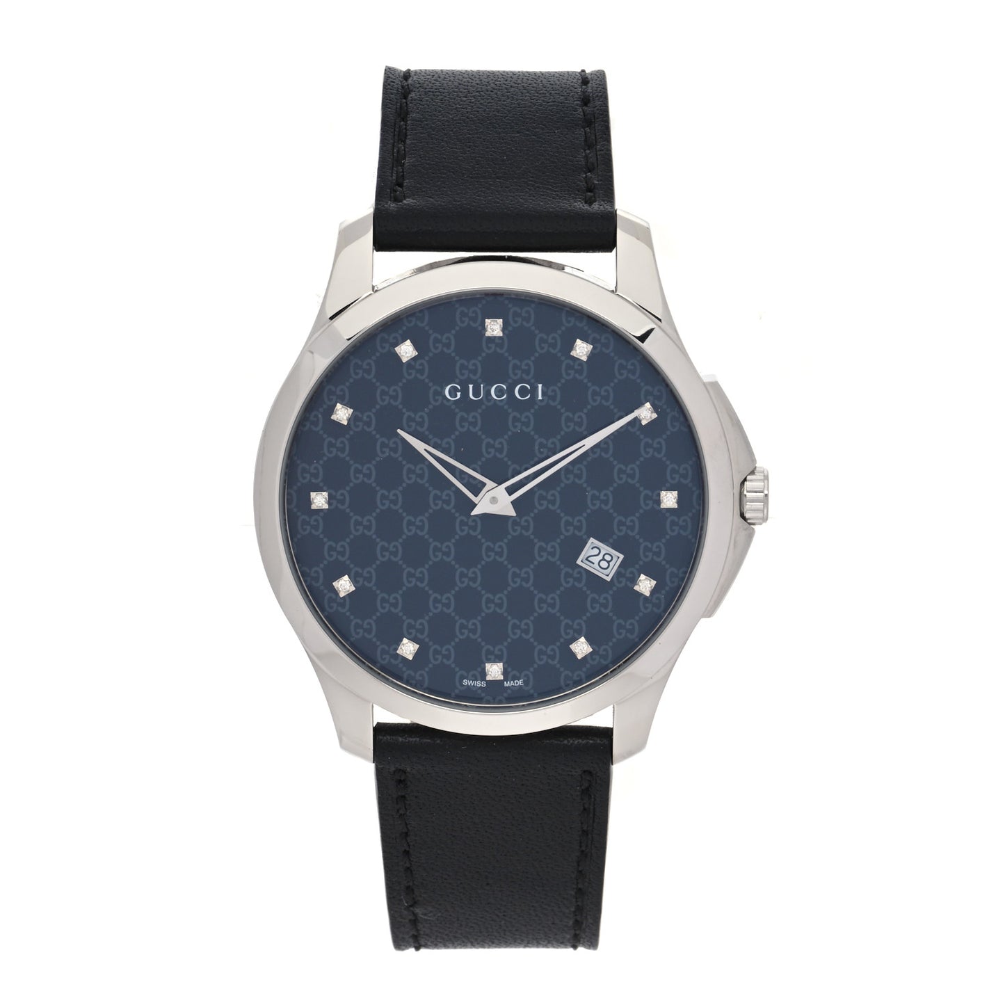 Stainless Steel Calfskin Diamond 40mm G-Timeless Quartz Watch Blue