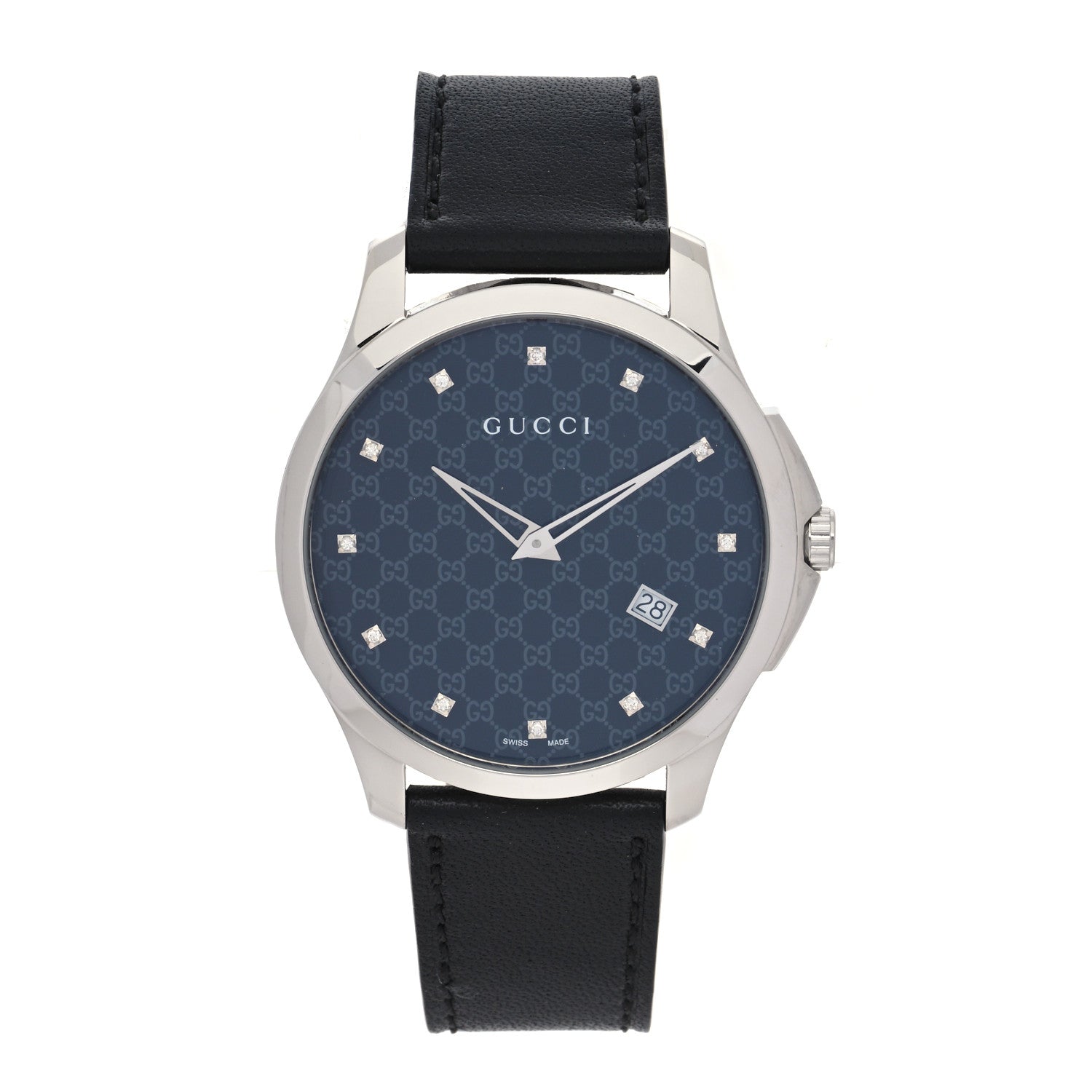 Gucci Stainless Steel Calfskin Diamond 40mm G-Timeless Quartz Watch Blue 1 of 4