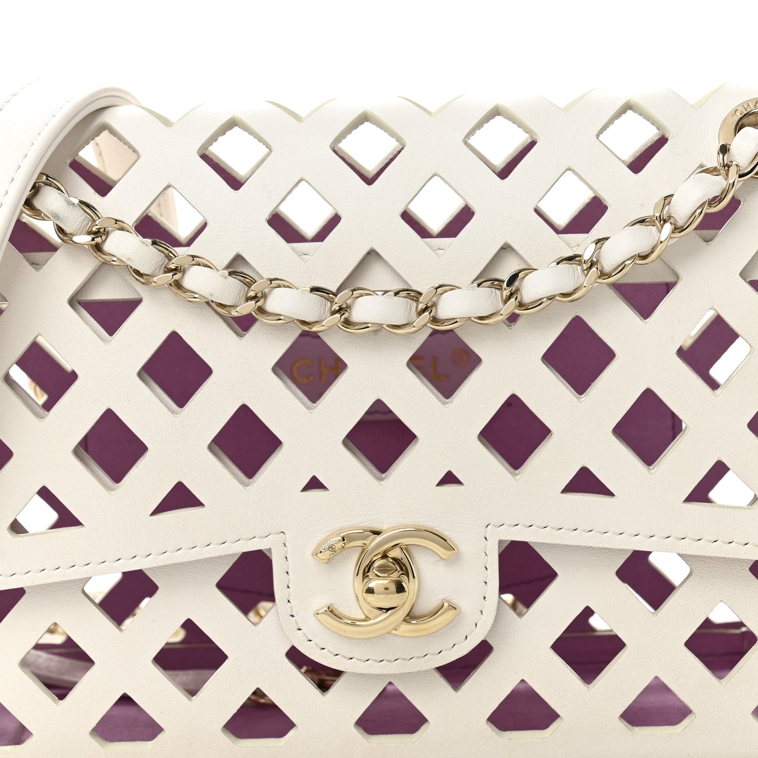 Chanel Lambskin Small Sea Through Flap White Multicolor 8 of 10