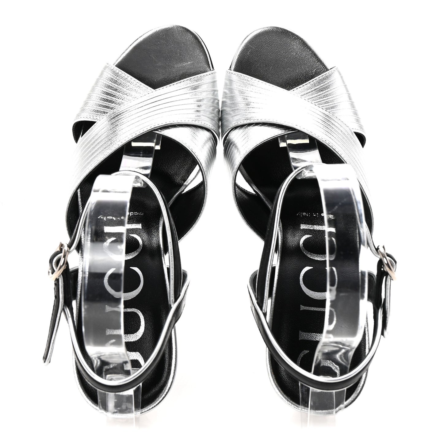 Malaga Kid Webby Crossover High Heel Sandals 37 Silver