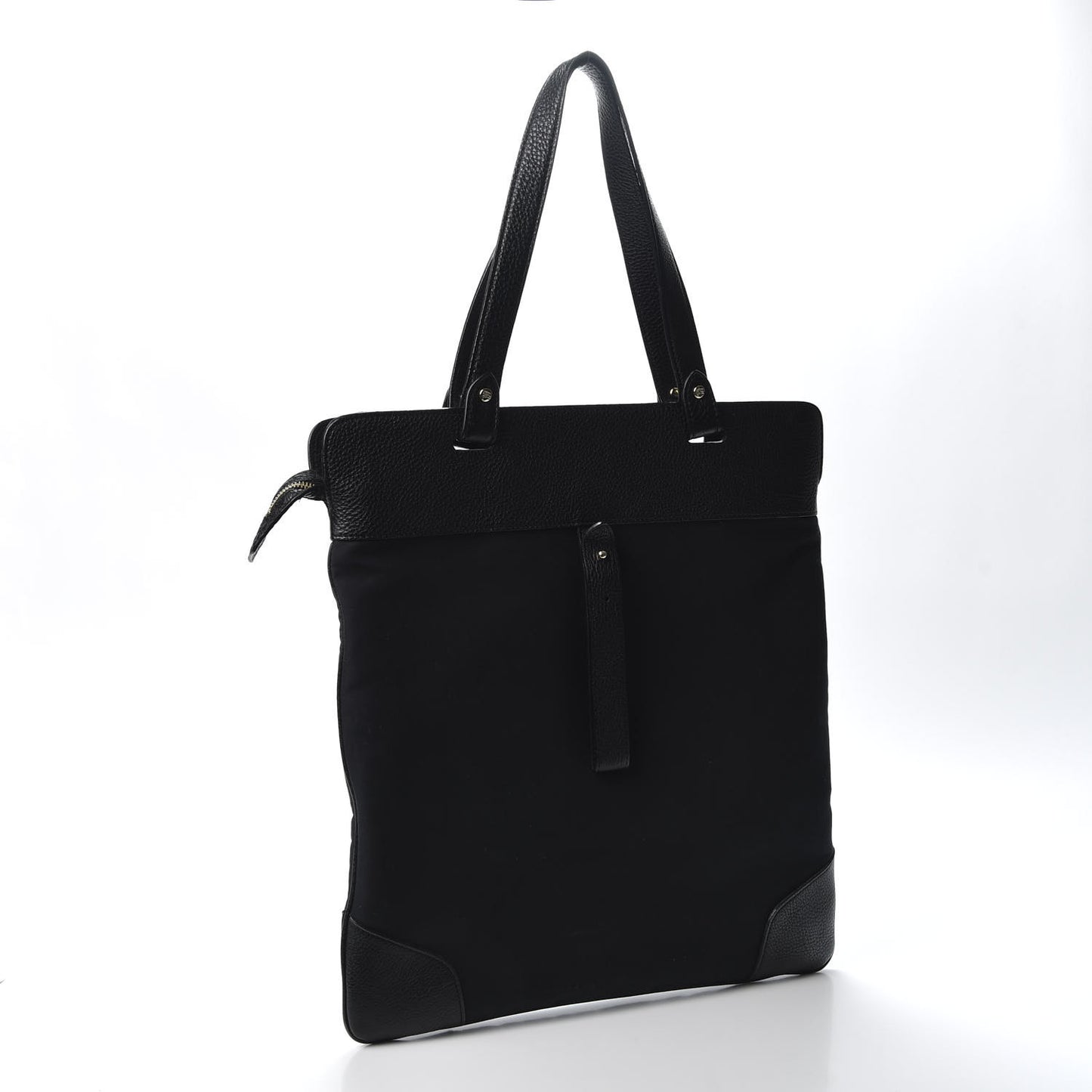 Canvas Calfskin Crest Embossed Flat Tote Black