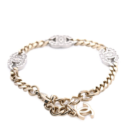 Chanel Crystal CC Chain Bracelet Gold Silver 3 of 4