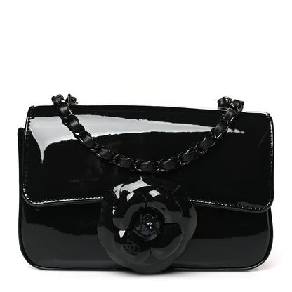 Chanel Patent Calfskin Small Camellia Flap Black 1 of 9