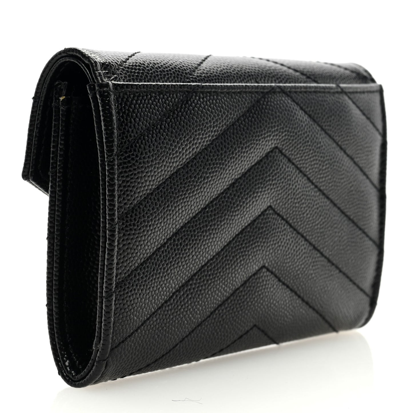 Grain De Poudre Matelasse Chevron Small Monochrome Monogram Envelope Wallet Black