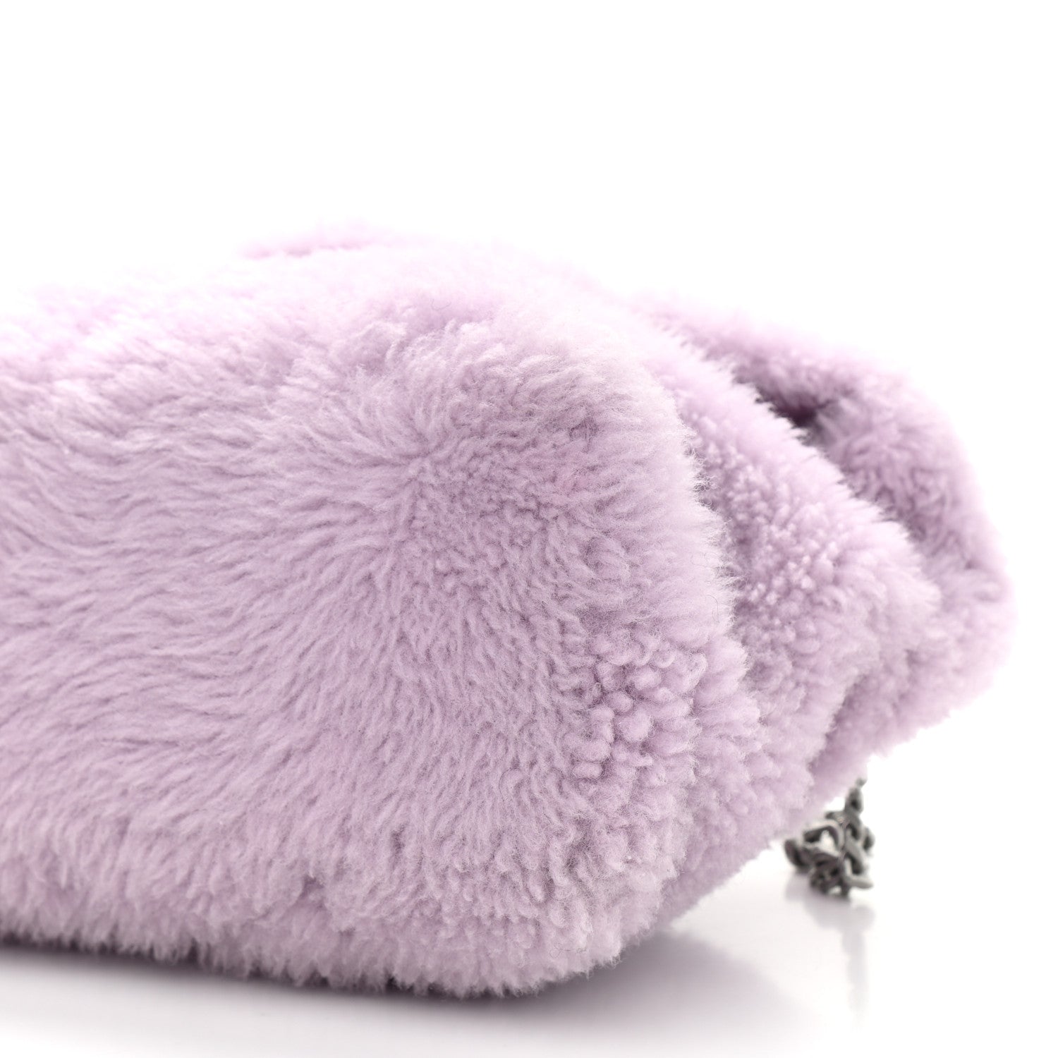 Saint Laurent Merino Shearling Lambskin Quilted Small Loulou Puffer Monogram Chain Satchel Lila 10 of 10