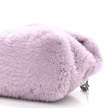 Saint Laurent Merino Shearling Lambskin Quilted Small Loulou Puffer Monogram Chain Satchel Lila 10 of 10