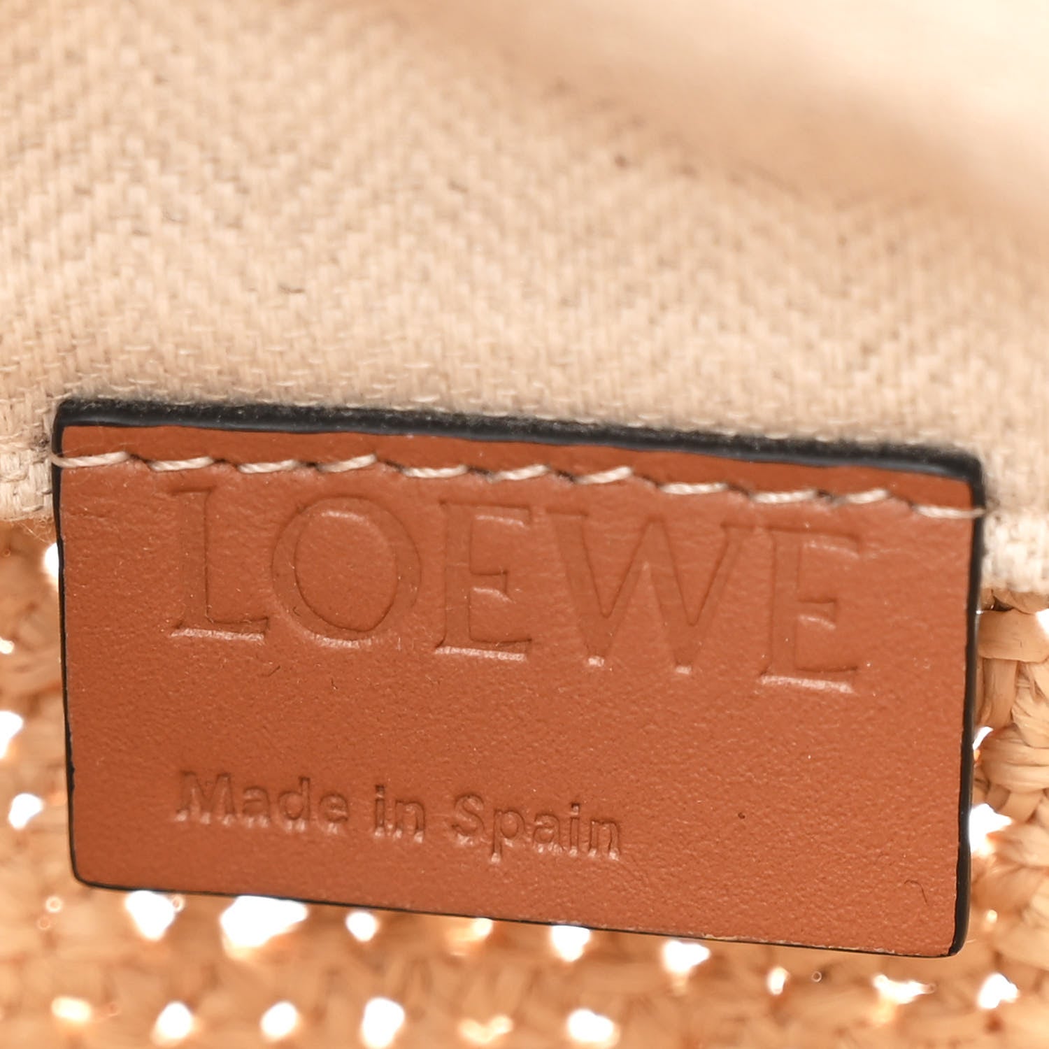 Loewe Calfskin Raffia Anagram Paulas Ibiza Pochette Bag Natural Tan 6 of 11