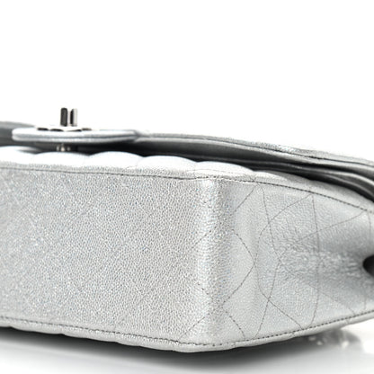 Chanel Glittered Metallic Caviar Quilted Medium Double Flap Silver 9 of 10
