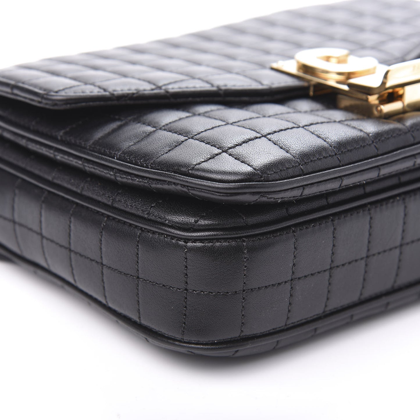 Calfskin Quilted Small C Bag Black