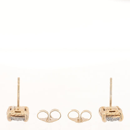 David Yurman 18K Yellow Gold Diamond 8mm Chatelaine Pave Stud Earrings 3 of 4