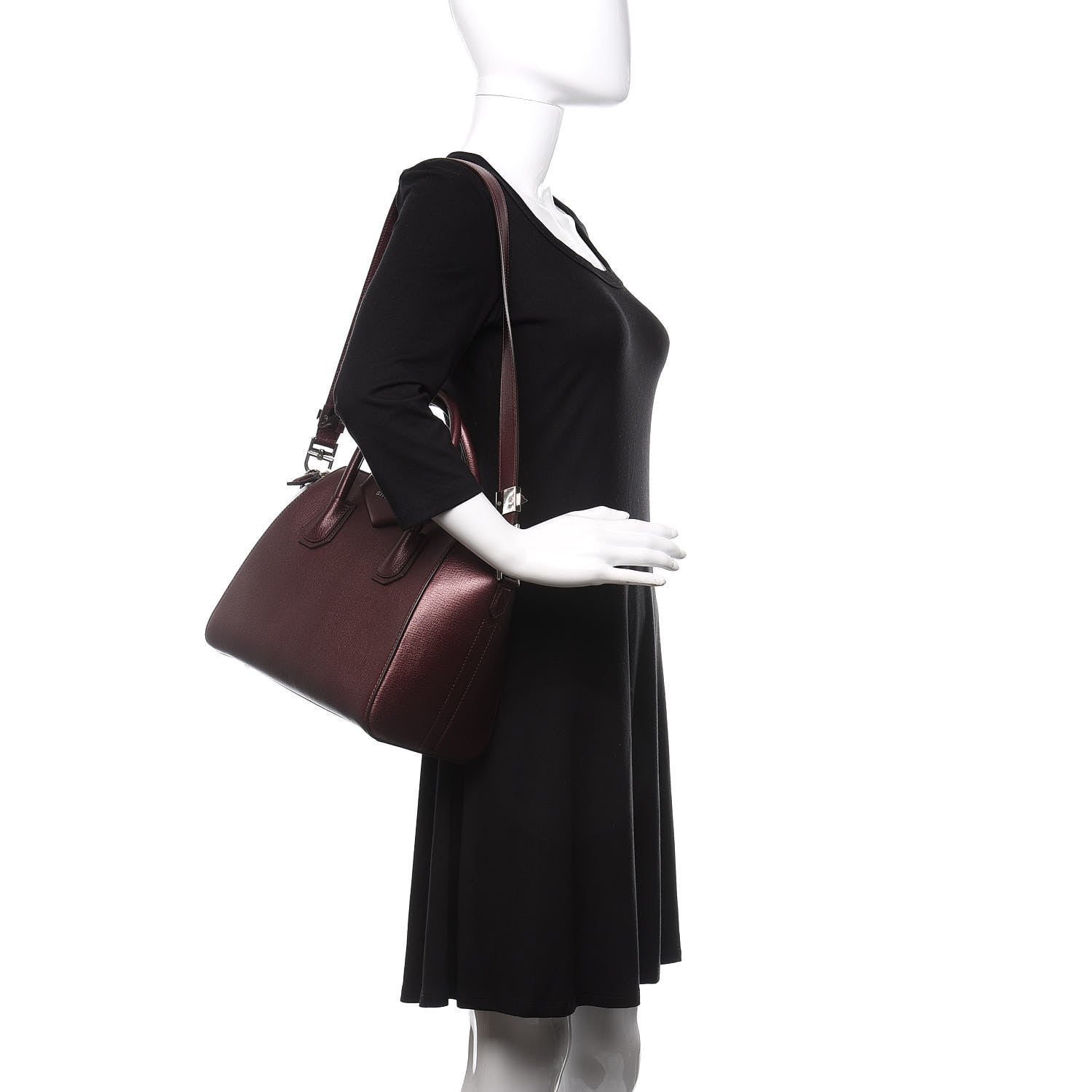 Givenchy Metallic Sugar Goatskin Small Antigona Oxblood 2 of 10