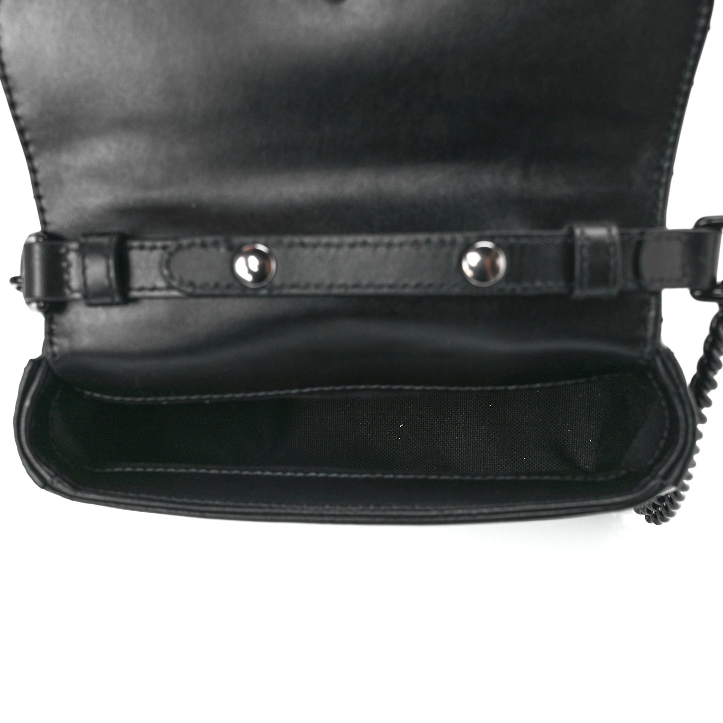 Calfskin Matelasse Monochrome Mini GG Marmont Top Handle Shoulder Bag Black