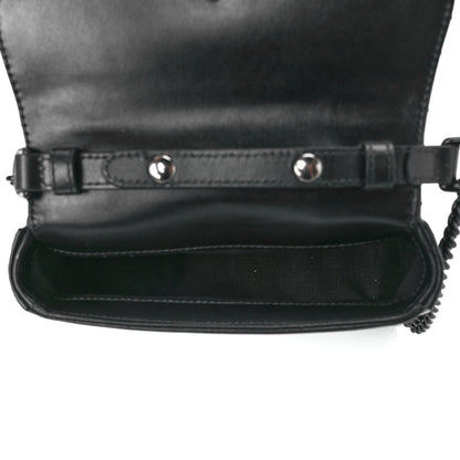 Gucci Calfskin Matelasse Monochrome Mini GG Marmont Top Handle Shoulder Bag Black 5 of 12
